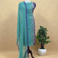 Turquoise And Violet Chanderi Kurta With Ombre Chiffon Dupatta With Dori Embroidery