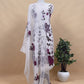 Senorita Dreamy Ivory White Handloom Organza Silk Suit Fabric With Cross-Stitch Embroidery