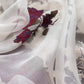 Senorita Dreamy Ivory White Handloom Organza Silk Suit Fabric With Cross-Stitch Embroidery