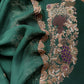 Green Handloom Dupion Silk Suit With Zardosi Handwork