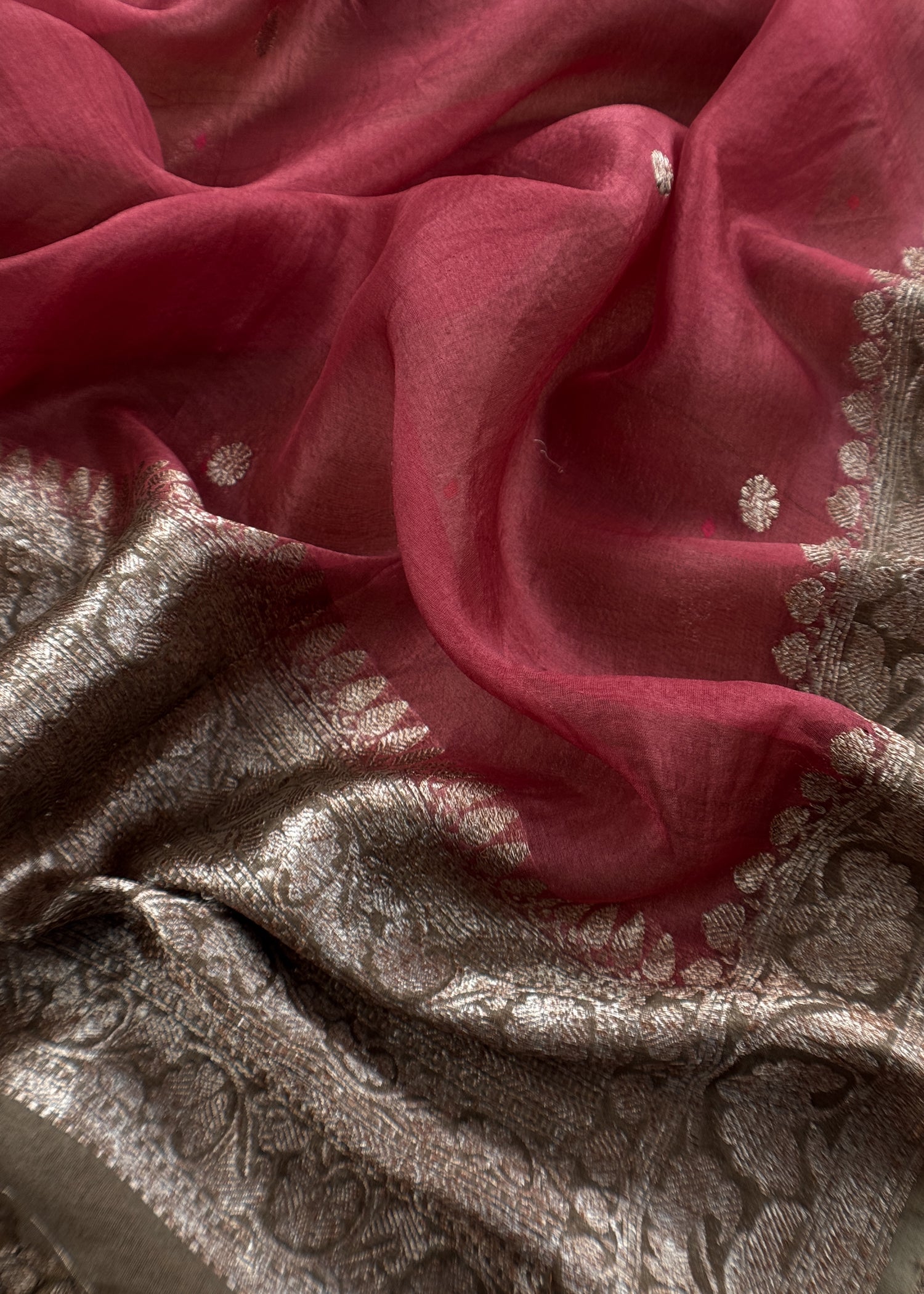 Pure raw silk suit with meenakari weaving

