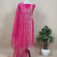 Hot Pink Glass Tissue Three-Piece Wedding Suit Fabric With Hand Work