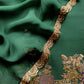 Green Handloom Dupion Silk Suit With Zardosi Handwork