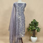 Purple Grey Glass Tissue Three-piece Wedding Suit Fabric With Hand Work