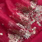 Classic Red Luxe Organza Silk Suit With 3d Appliqué, Dori And Gotapatti Handwork
