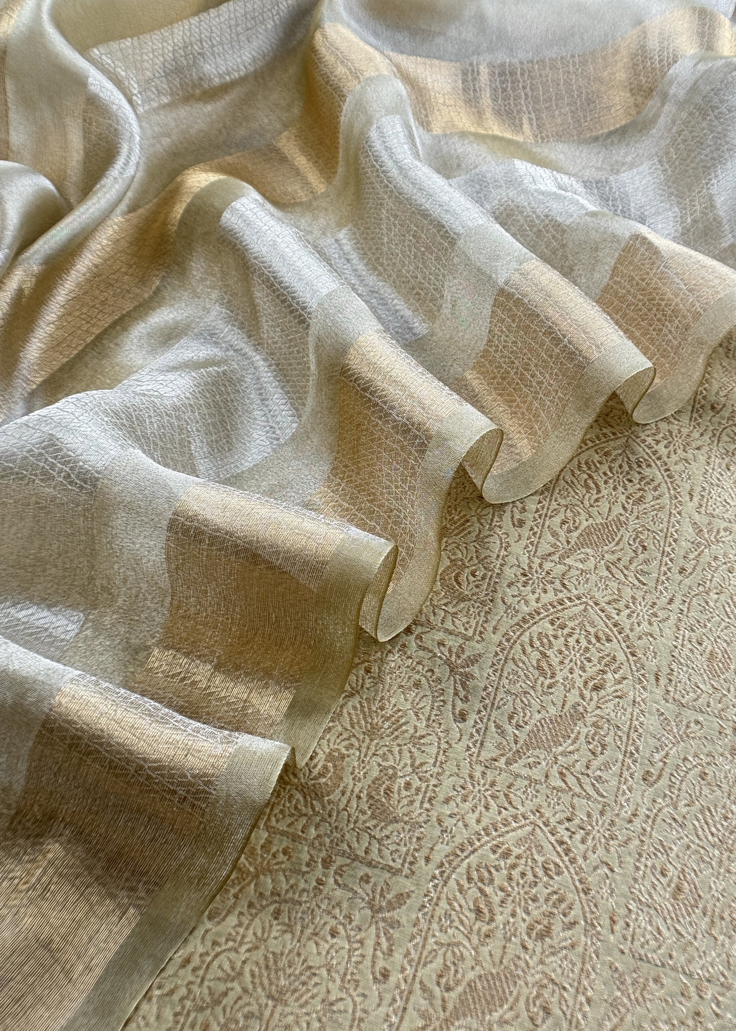 Chikoo Brocade Silk Kurta And Zari Panel Silk Dupatta