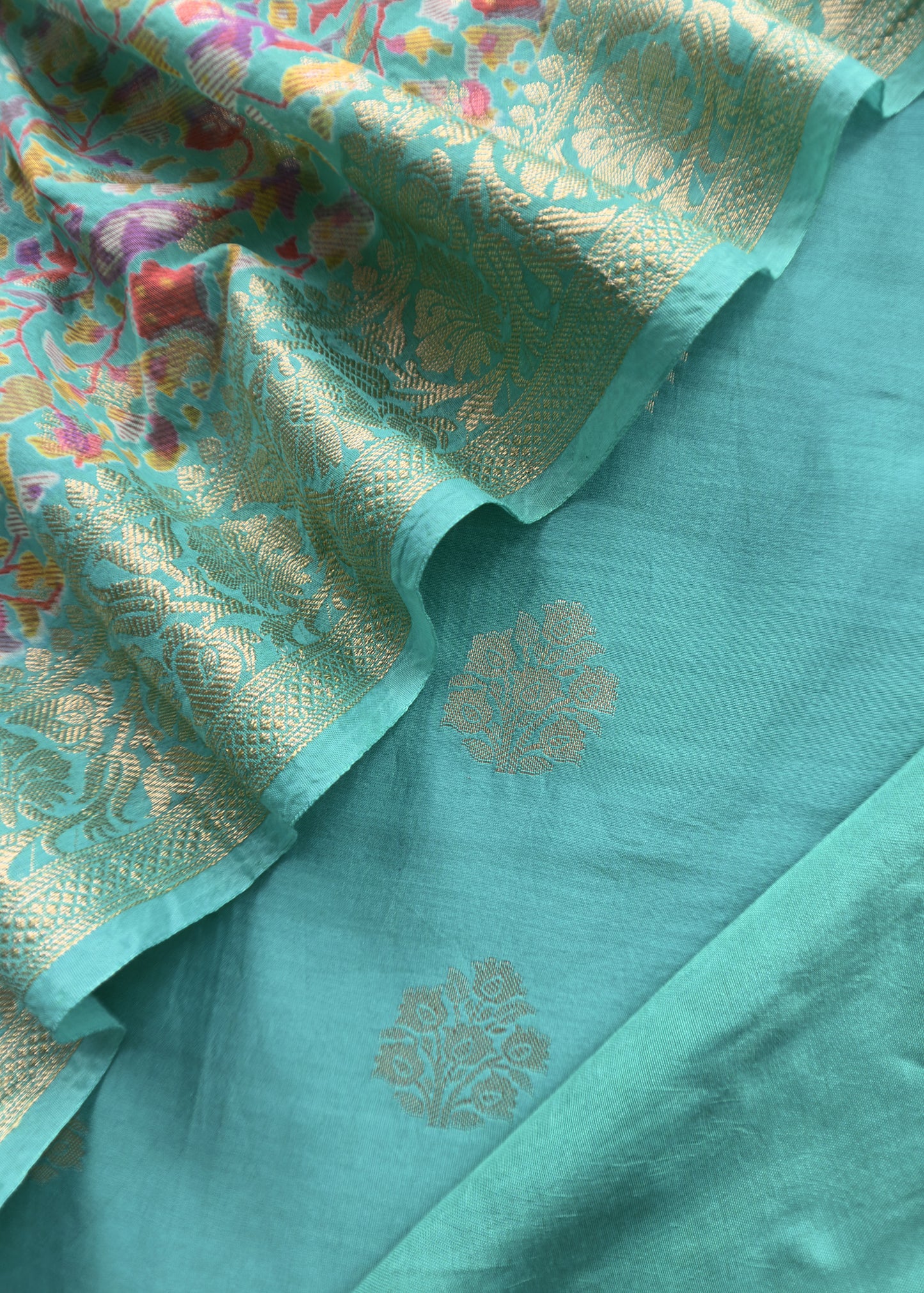 Green Banarasi Suit With Kalamkari Dupatta