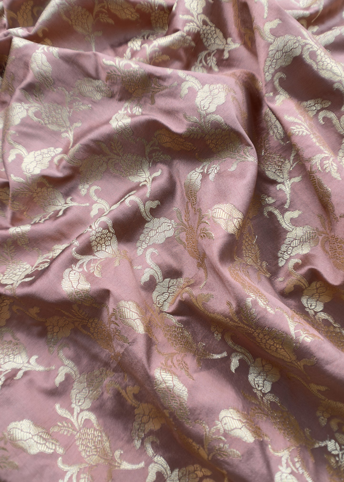 Pink Banarasi unstitched suit with zari weaving