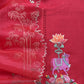 Red Chanderi kurta With Organza Dupatta Having Zari Pichwai Embroidery