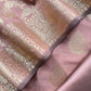 Pink Banarasi unstitched suit with zari weaving