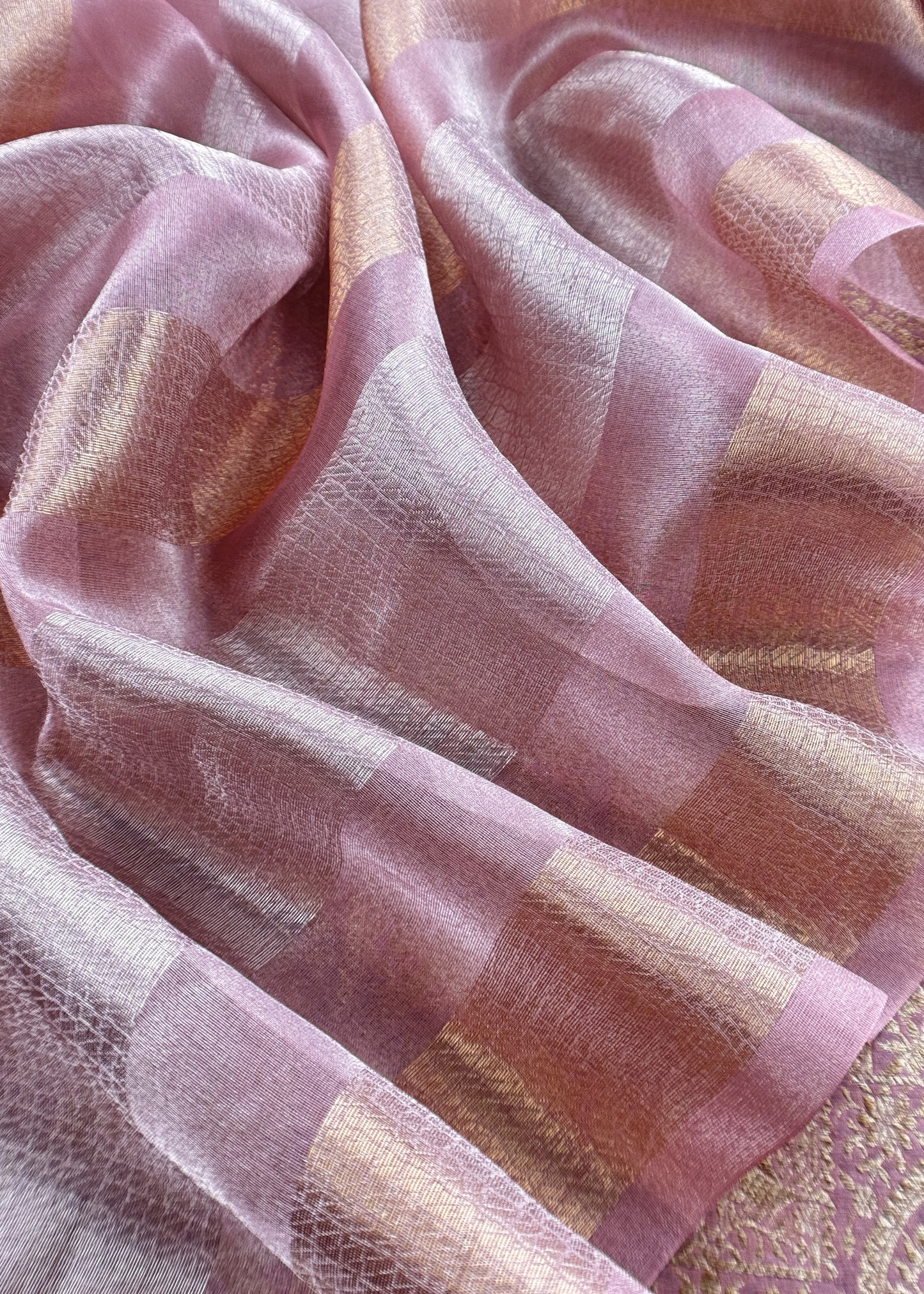 Pink Brocade Silk Kurta And Zari Panel Silk Dupatta