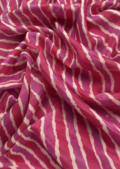 Pink Mul Chanderi Unstitched Suit With Lehariya Dupatta