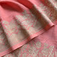 Pink Handloom Linen Silk With Kadwa Weaves