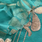 Turquoise Chanderi Kurta With Organza Dupatta Having Zari Embroidery