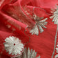 Red Chanderi Kurta With Organza Dupatta Having Zari Embroidery