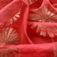 Red Chanderi Kurta With Organza Dupatta Having Zari Embroidery