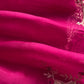 Mexican Pink Chidiya Organza Silk Suit Fabric With Dori, Dabka Hand Embroidery