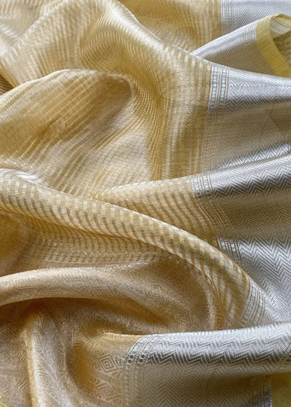 Lime Yellow Brocade Silk Kurta And Zari Panel Silk Dupatta
