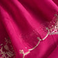 Mexican Pink Chidiya Organza Silk Suit Fabric With Dori, Dabka Hand Embroidery