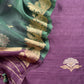 Violet and Emerald Green Desi Tussar Kurta and Organza Silk Dupatta With Banarasi Weaves