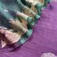 Violet and Emerald Green Desi Tussar Kurta and Organza Silk Dupatta With Banarasi Weaves