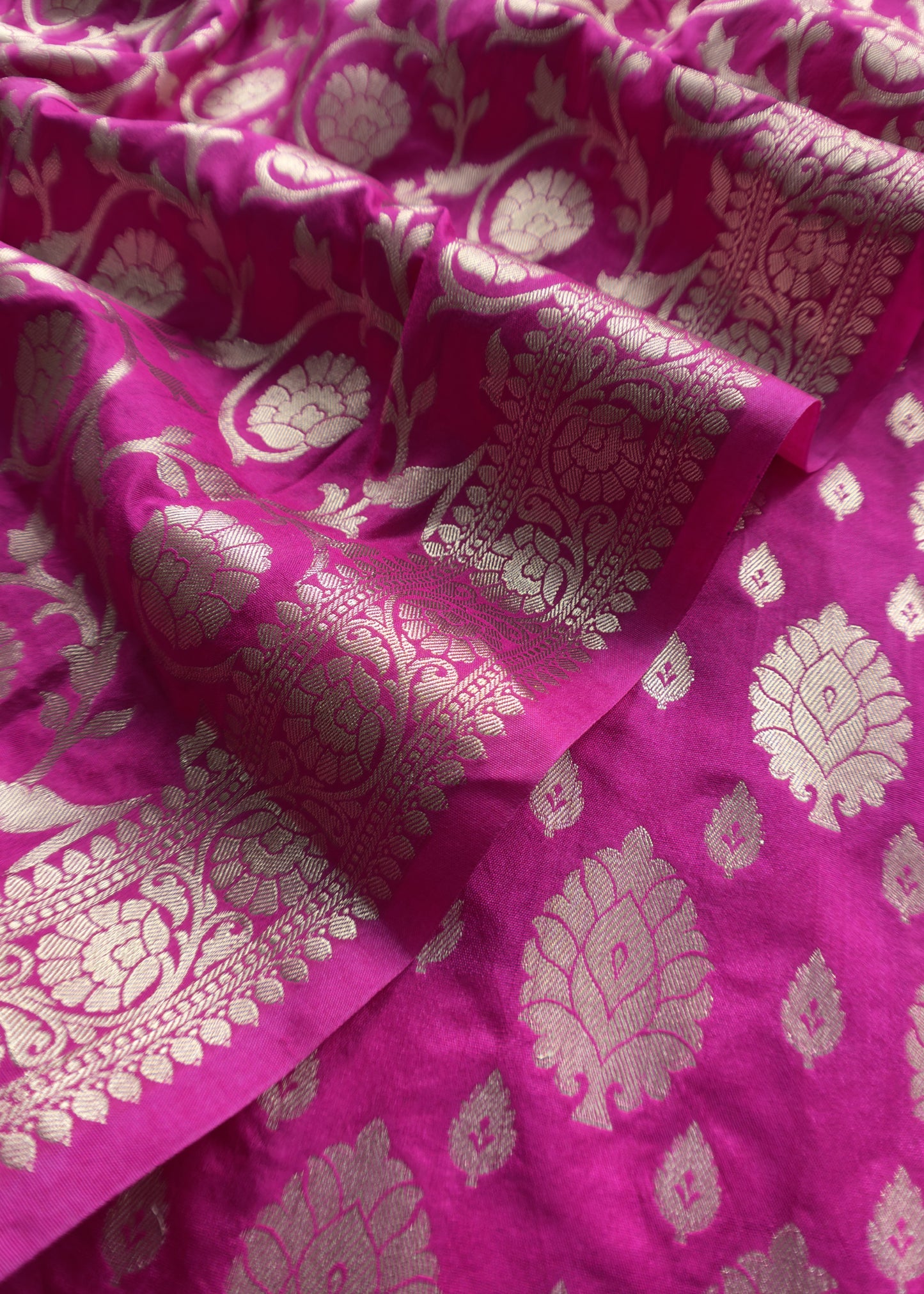 Rani Pink Banarasi Katan Silk Suit With Dupatta