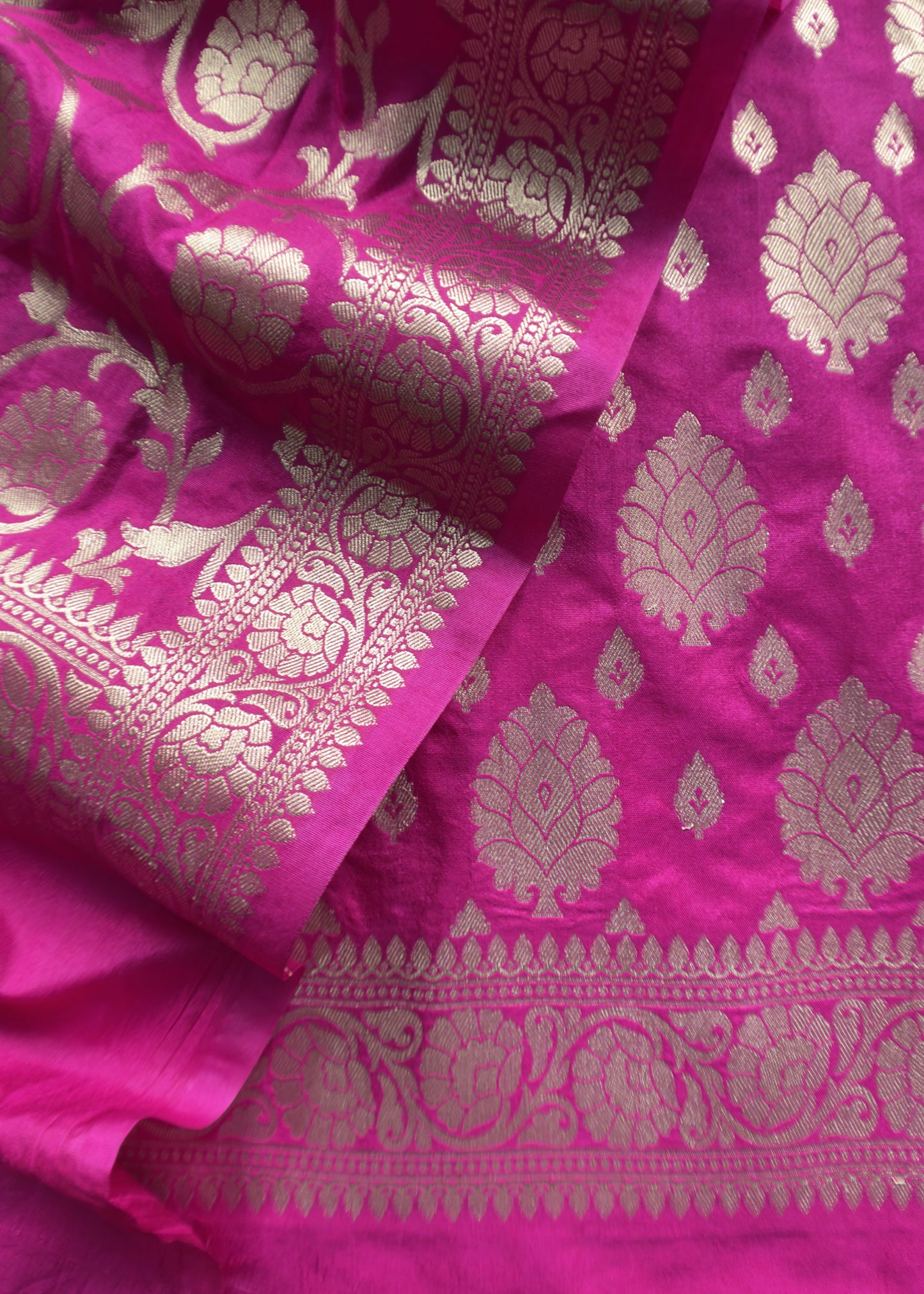 Rani Pink Banarasi Katan Silk Suit With Dupatta