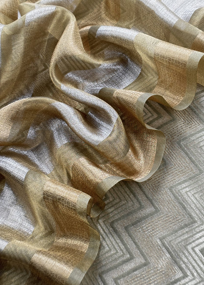 Indian traditional wear unstitched brocade silk fabric
