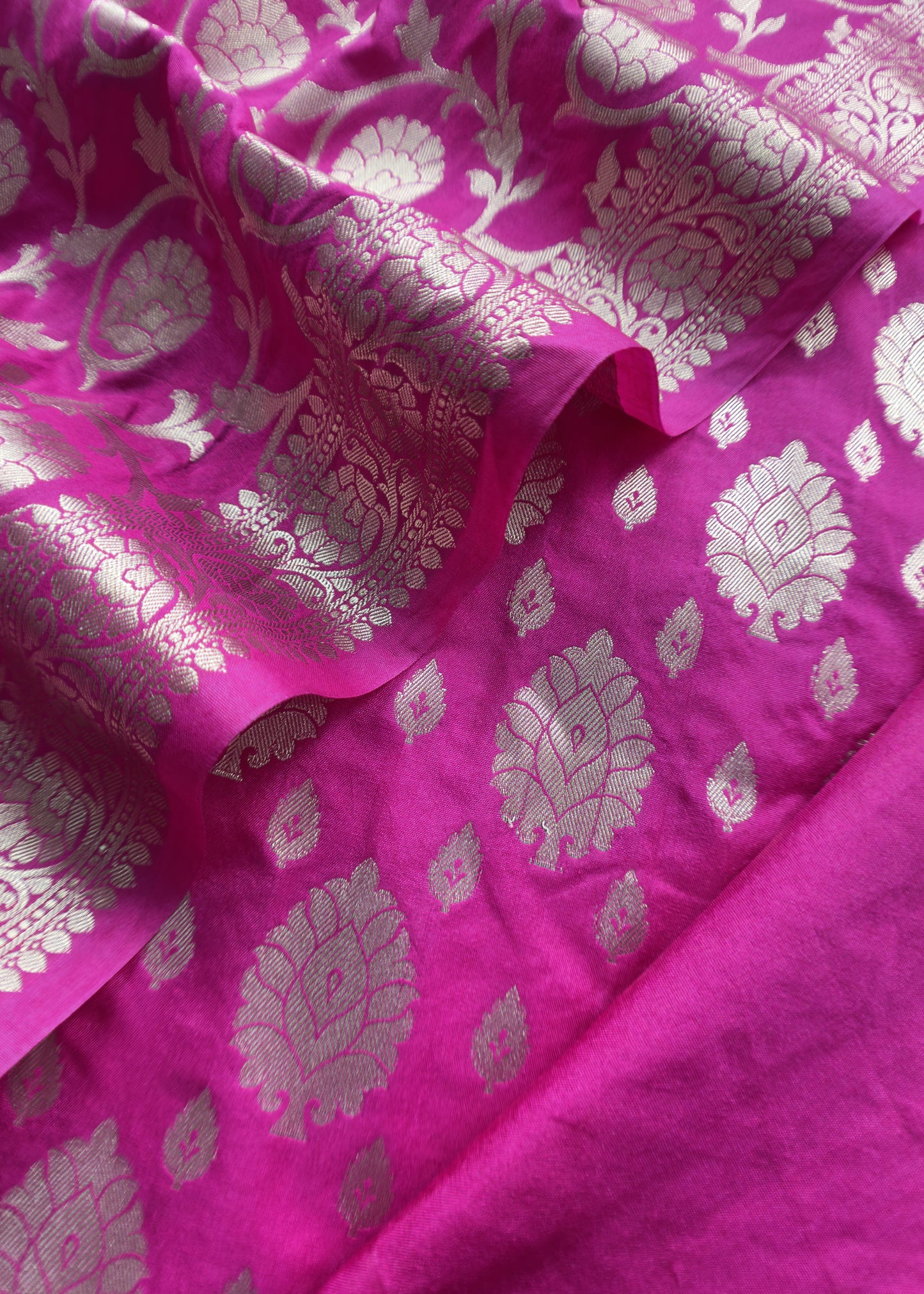 Rani Pink Banarasi Katan Silk Suit With Dupatta