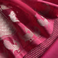 Raspberry Red Handloom Brocade Woven Kurta and Peacock Handloom organza dupatta
