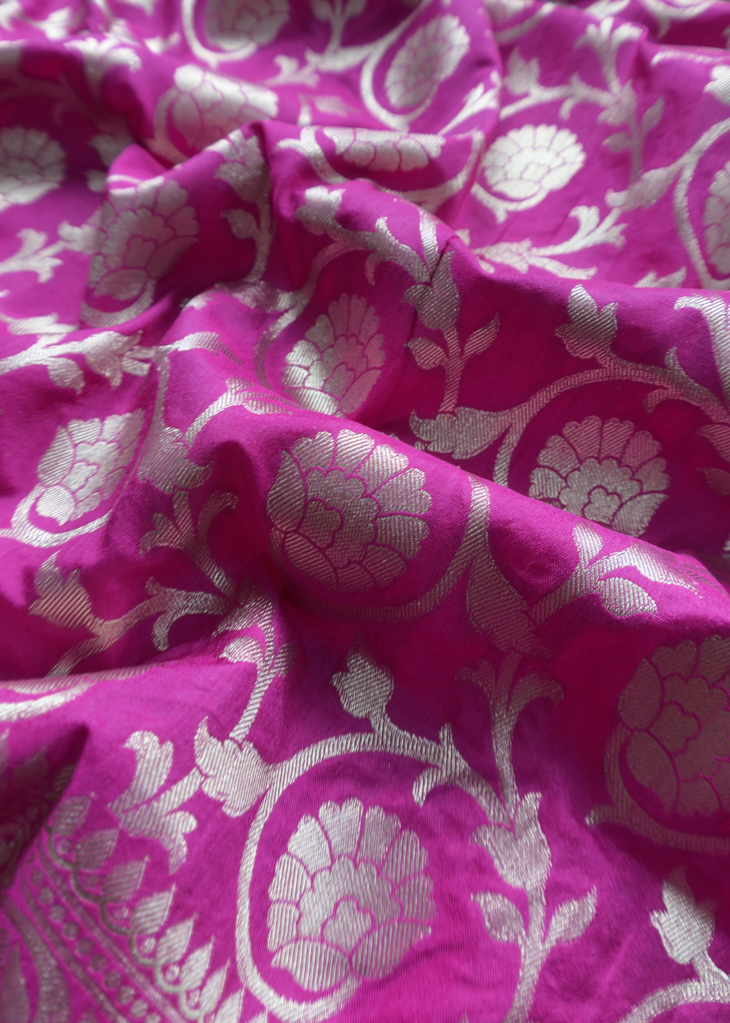 Rani Pink Banarasi Katan Silk Suit With Dupatta