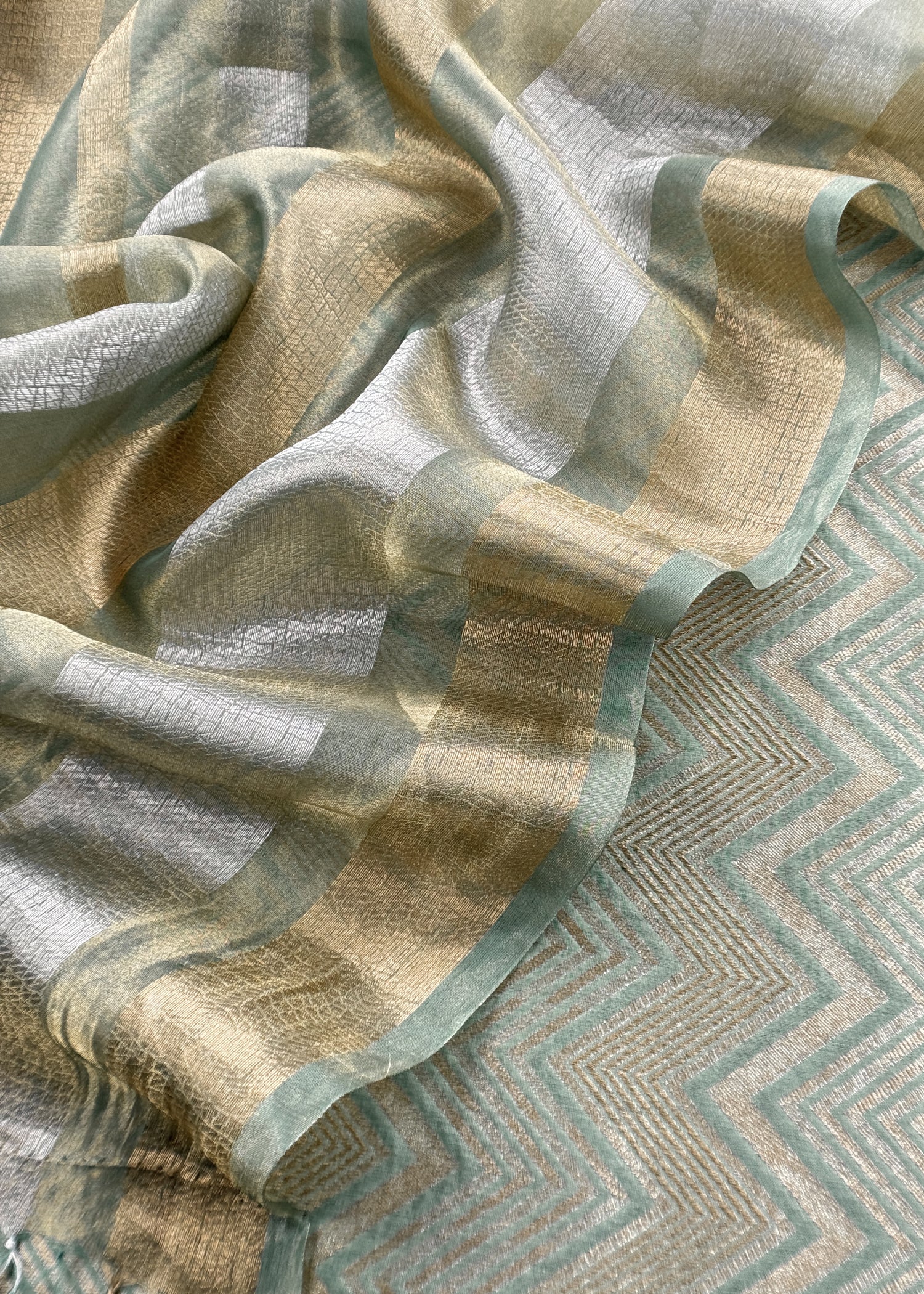 Indian traditional wear unstitched brocade silk fabric