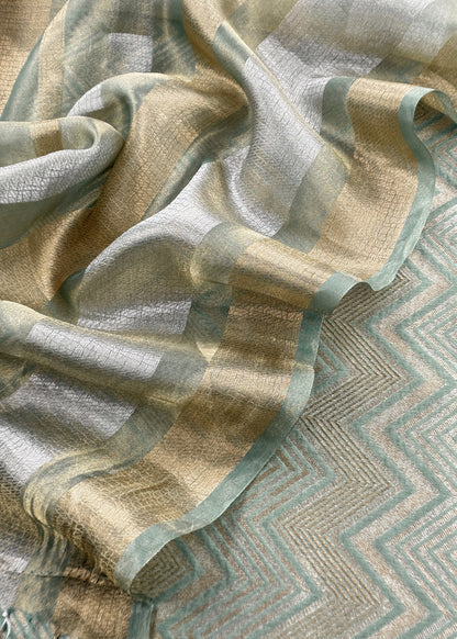 Indian traditional wear unstitched brocade silk fabric