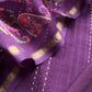 Deep Violet Maheshwari Silk Suit Fabric With Floral Dupatta And Kantha Stitch Hand Embroidery