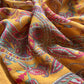Yellow Maheshwari Silk Suit Fabric With Floral Dupatta And Kantha Stitch Hand Embroidery