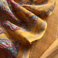 Yellow Maheshwari Silk Suit Fabric With Floral Dupatta And Kantha Stitch Hand Embroidery