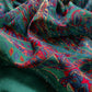 Teal Blue Maheshwari Silk Suit Fabric With Floral Dupatta And Kantha Stitch Hand Embroidery
