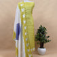 Luxe Lime Green Desi Tussar Bandhani Suit With Resham Lotus Embroidery