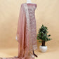 Luxe Ajanta Ellora Inspired Dusty Mauve Handloom Organza Silk Suit And Panel Gold Silver Zari Dupatta