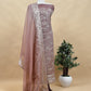 Luxe Ajanta Ellora inspired Dusty Mauve Handloom Organza Silk Suit and Panel gold silver zari Dupatta