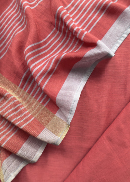 mul cotton suit with chanderi dupatta

