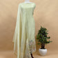 Garden Of Dreams Powder Blue Handloom Crushed Organza Silk Suit With Appliqué work and 3d French Hand embroidery