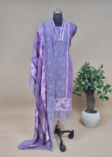 Purple Mul Cotton Suit With Dupatta