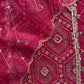 Hot Pink Glass Tissue Three-Piece Wedding Suit Fabric With Hand Work