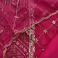 Hot Pink Glass Tissue Three-Piece Wedding Suit Fabric With Hand Work