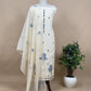 Off White Jamdani Suit With Blue Lilies In Chanderi Fabric