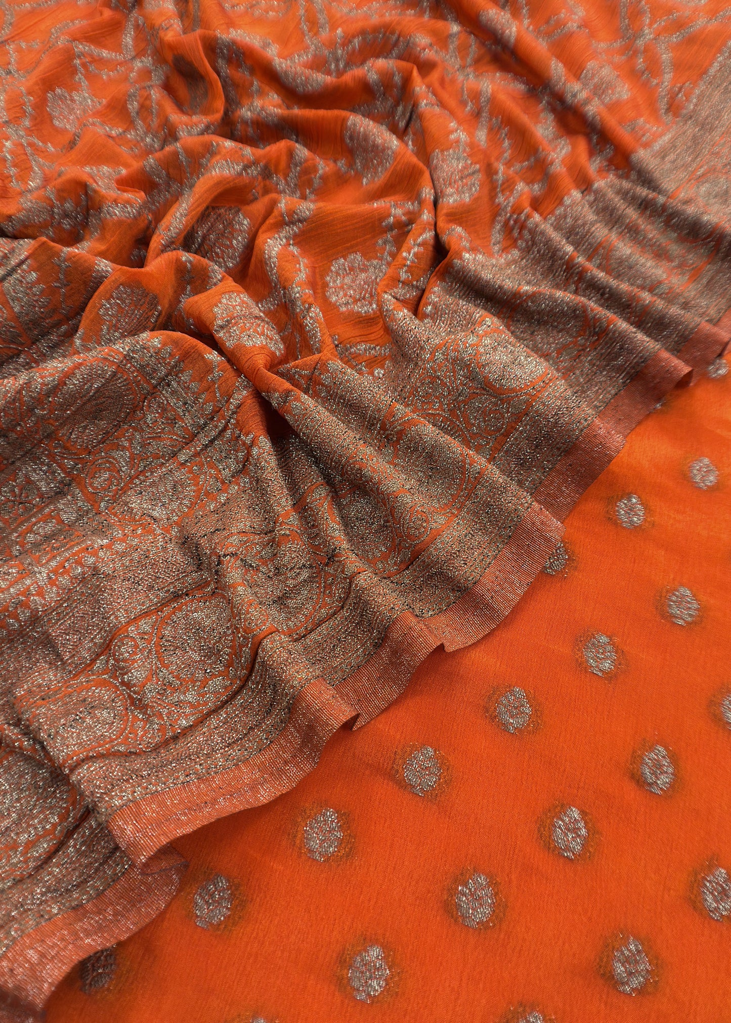 Kesar Georgette Silk suit fabric with Zari weaving