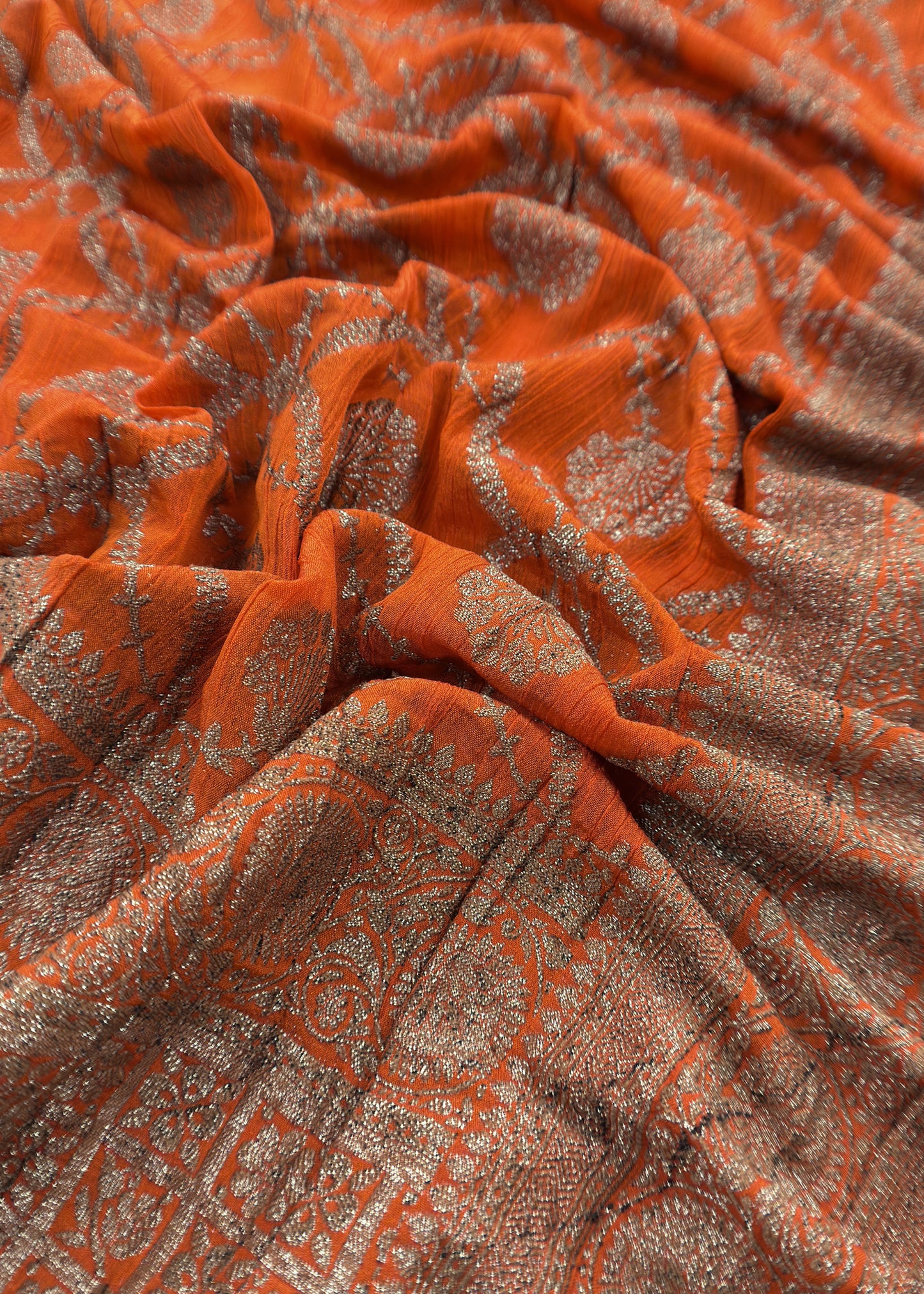 Kesar Georgette Silk suit fabric with Zari weaving