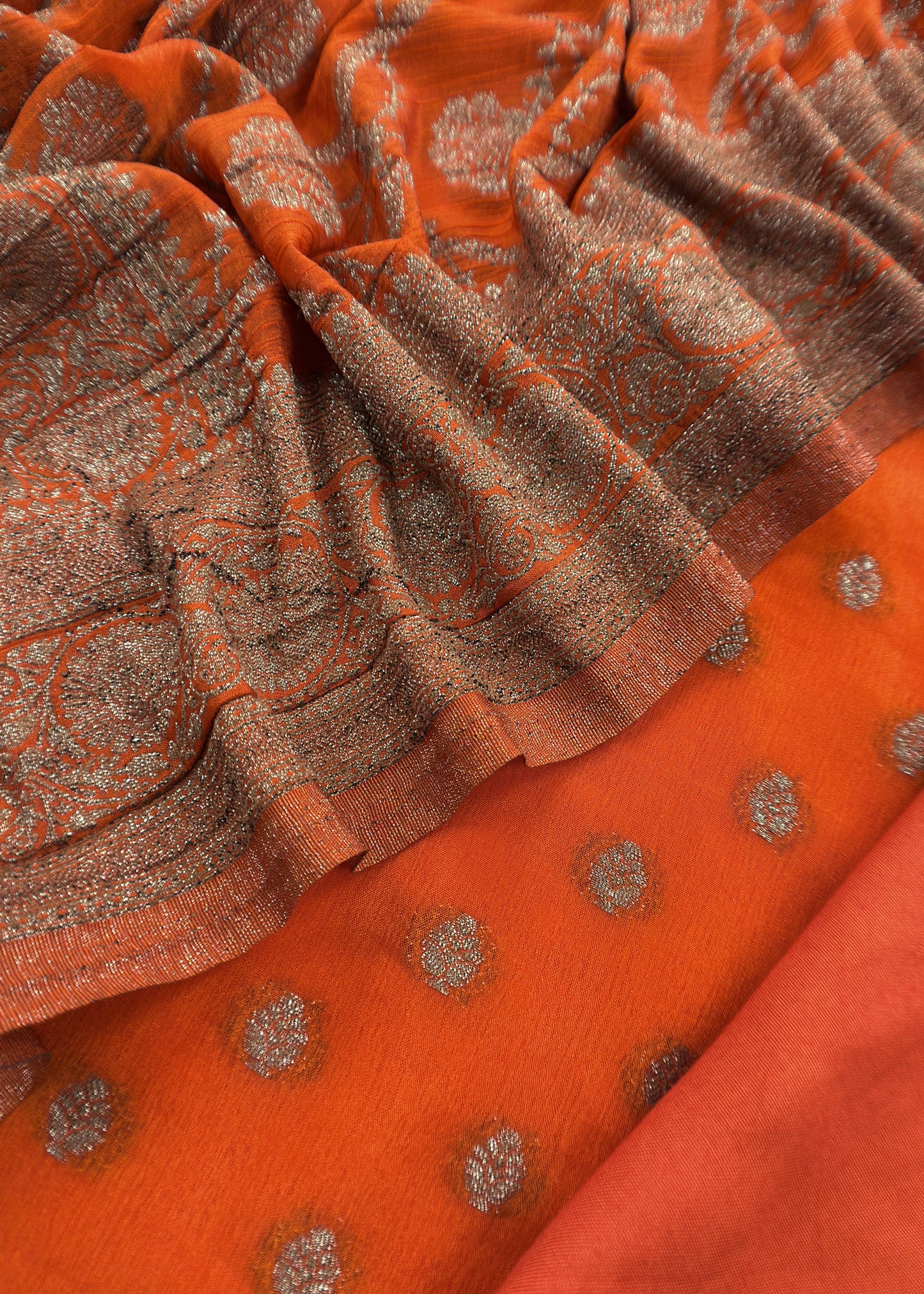 Kesar Georgette Silk suit fabric with Zari weaving