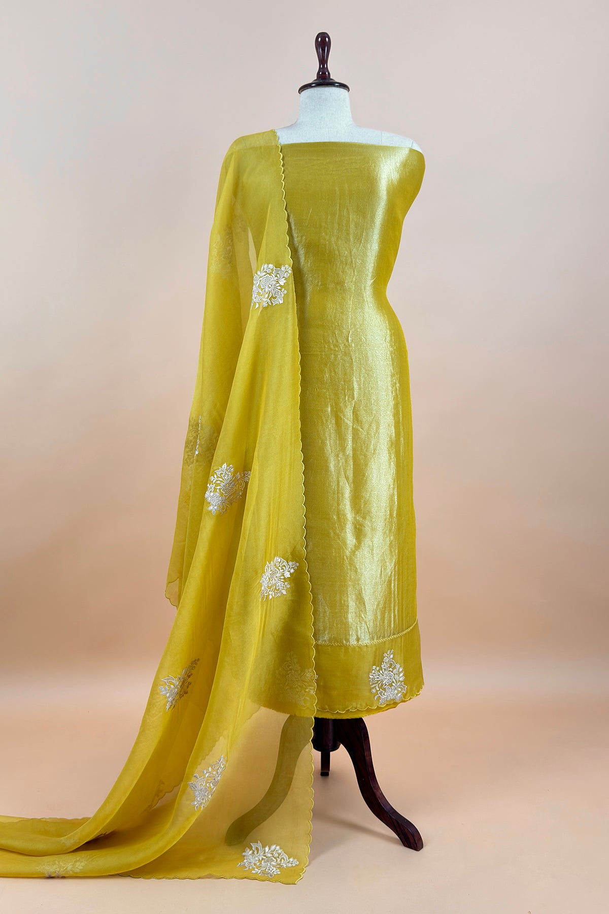Festive wear tissue silk unstitched suit with dupatta

